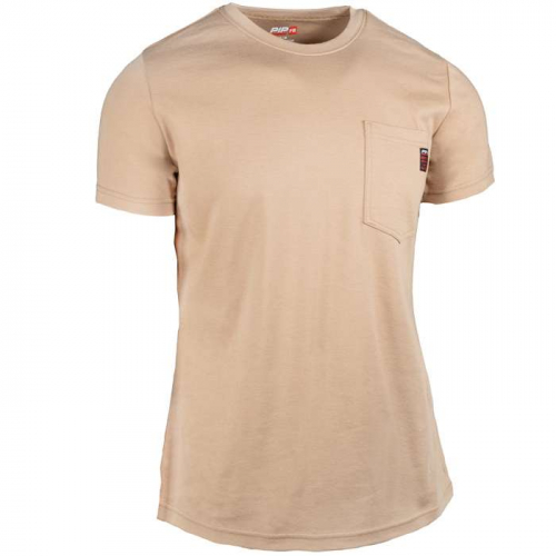 PIP 385-FRSSW-TN-S, PIP®, AR/FR Women's Short Sleeve T-Shirt, FR Clothing, Tan, S